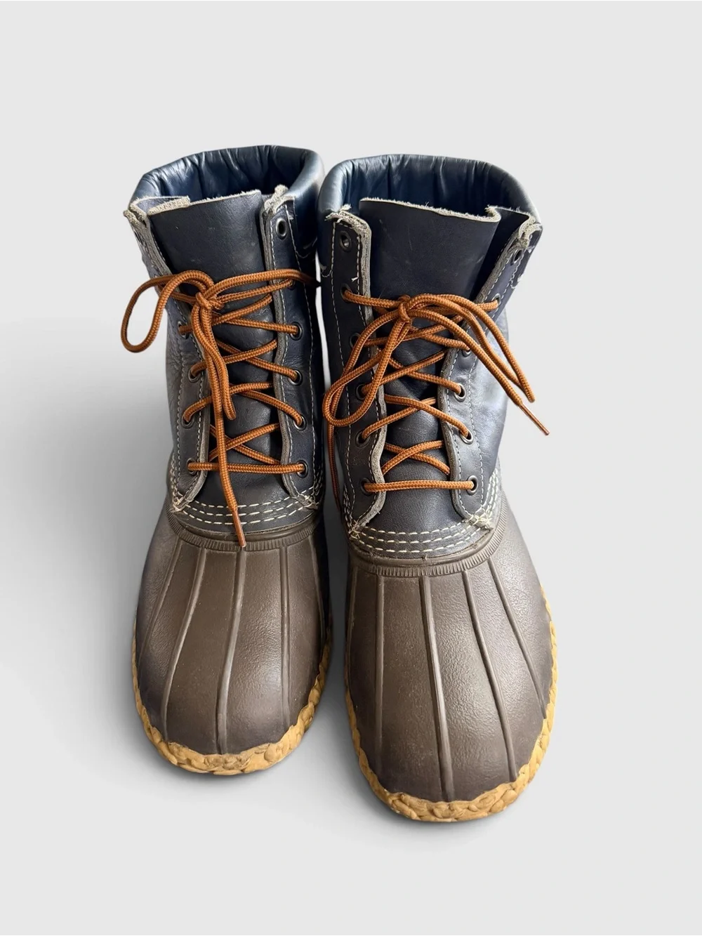 L.L. Bean Bean Boots Mens Navy Leather 6” Padded Collar Duck Boots